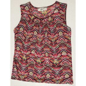 Jones Studio Separates Sleeveless Lined Tank Top Round Neck Multicolor Stretch S